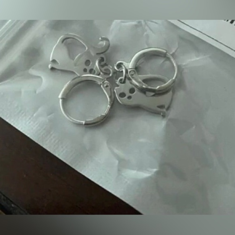 🐈‍⬛ Stainless Steel Cat Charm Drop Earrings NWT - Picture 4 of 10
